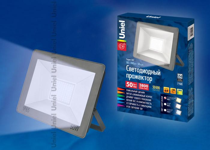 Прожектор светодиодный (UL-00001851) Uniel 50W 6500K ULF-F15-50W/DW IP65 185-240В Silver в Санкт-Петербурге