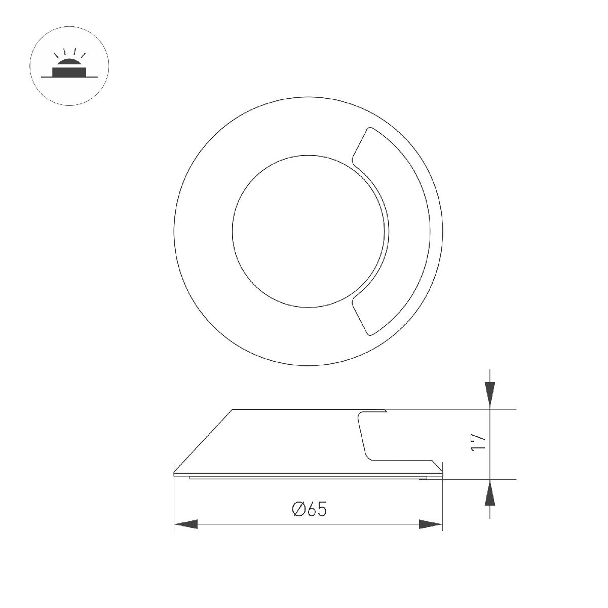 Накладка Arlight ART-DECK-CAP-LID1-R65 (SL, STEEL) 045349 в #REGION_NAME_DECLINE_PP#