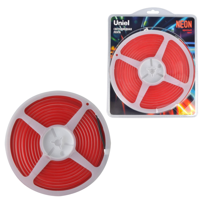 Светодиодная лента Uniel ULS-N01-2835-120LED/m-6mm-IP67-DC12V-9W/m-5M-RED блистер в Санкт-Петербурге