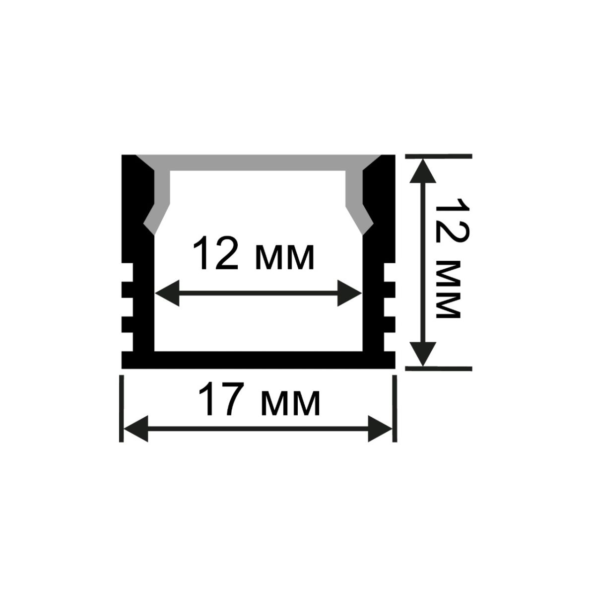 Профиль П-образный накладной шир. ленты до 12мм (рассеиватель матовый, заглушки - 2шт., крепеж - 4шт) OGM GM-08-10 в #REGION_NAME_DECLINE_PP#