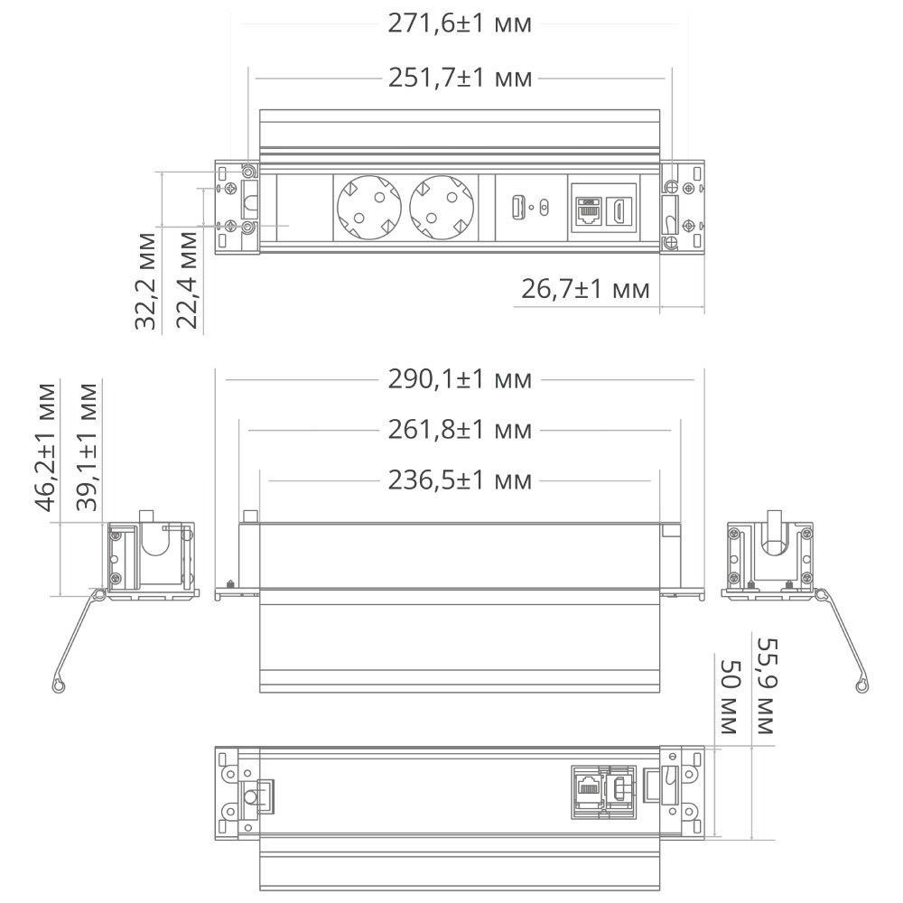 Блок розеток 41T (2 секции, USB + type C + RJ45 + HDMI) Mebax 00-00002593 в Санкт-Петербурге