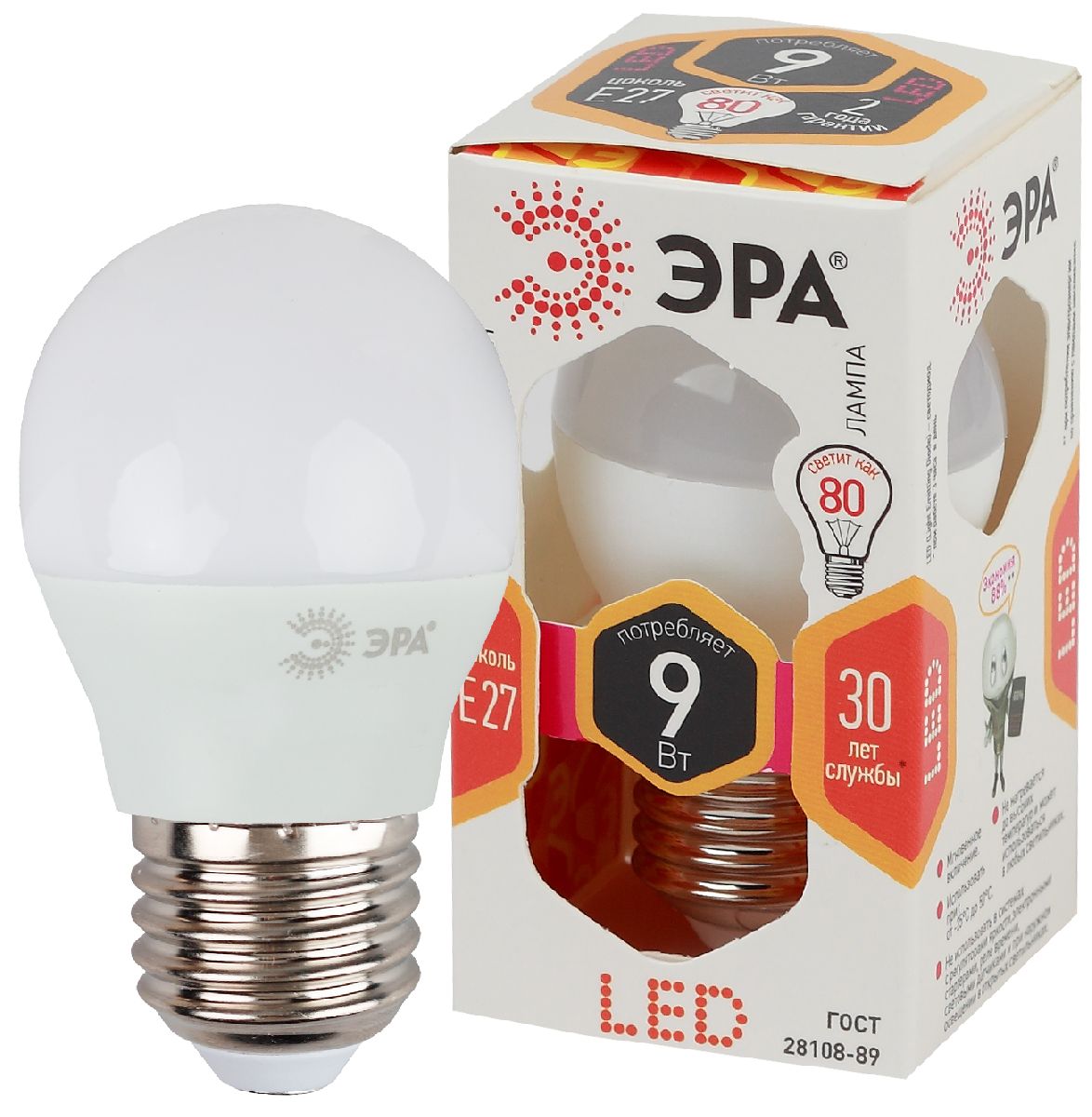 Лампа светодиодная Эра E27 9W 2700K LED P45-9W-827-E27 Б0029043 в #REGION_NAME_DECLINE_PP#