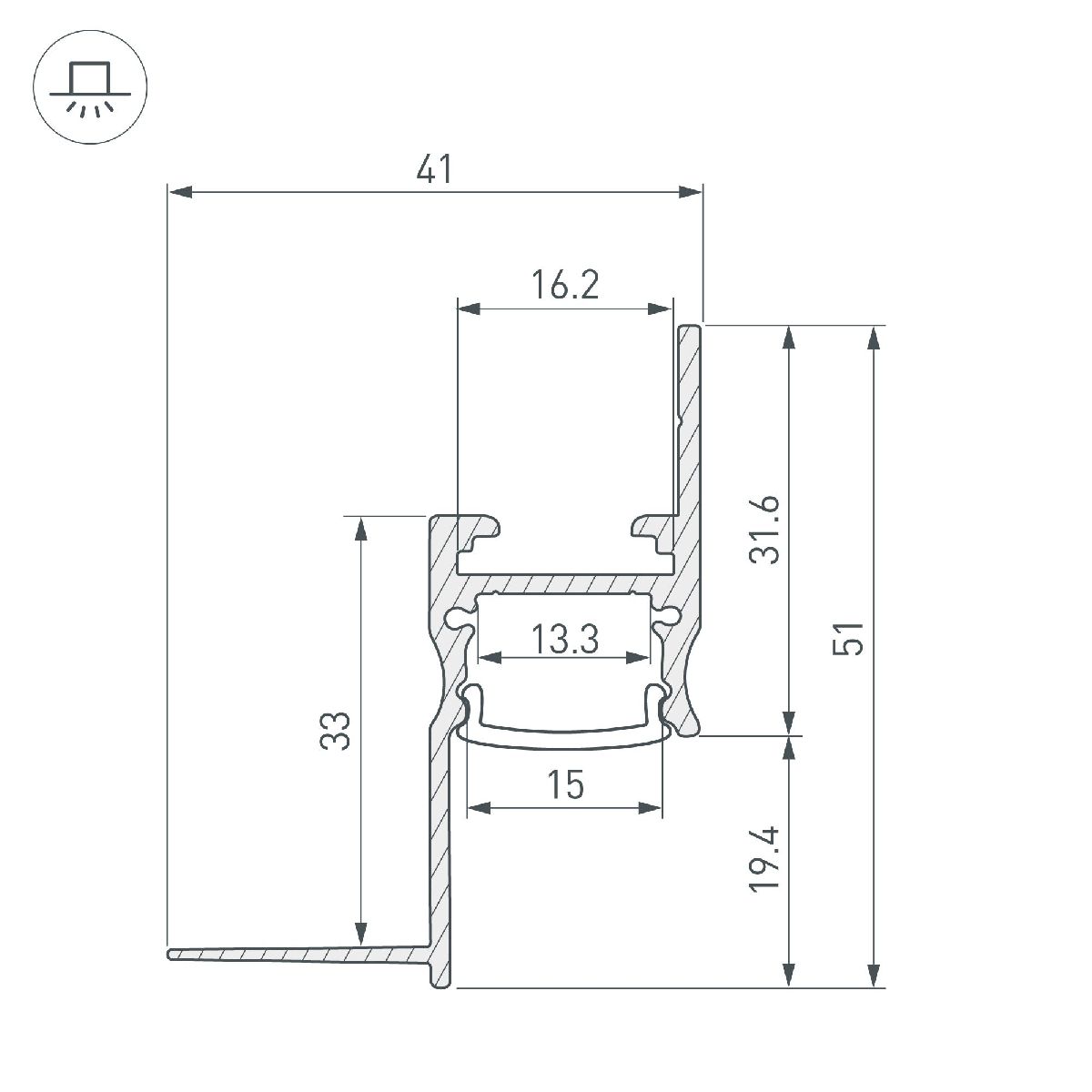 Алюминиевый профиль Arlight ARH-СEIL-S14-SHADOW-3000 WHITE 045554 в Санкт-Петербурге