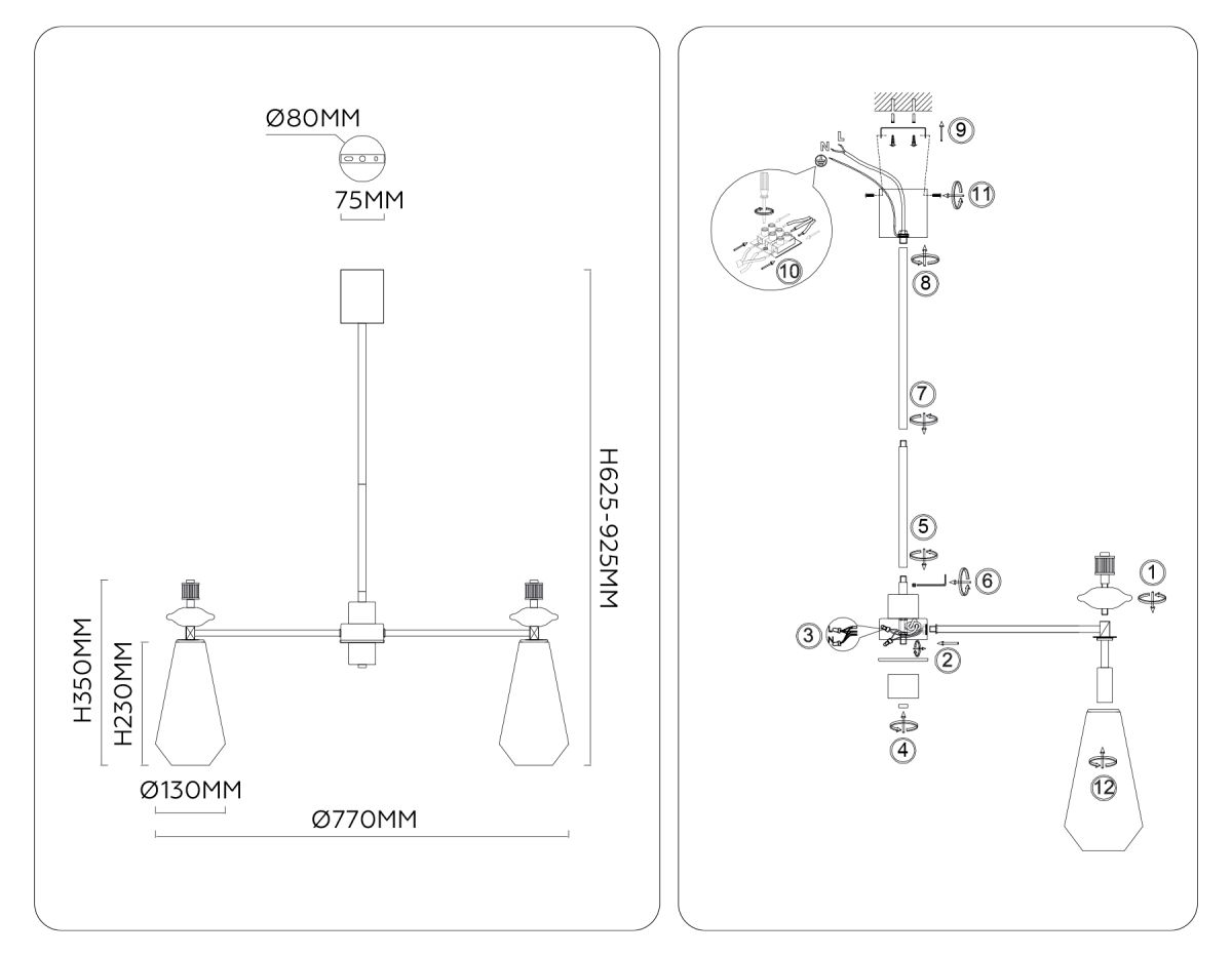 Люстра на штанге Ambrella Light High Light Ceramo Modern LH53306 в Санкт-Петербурге