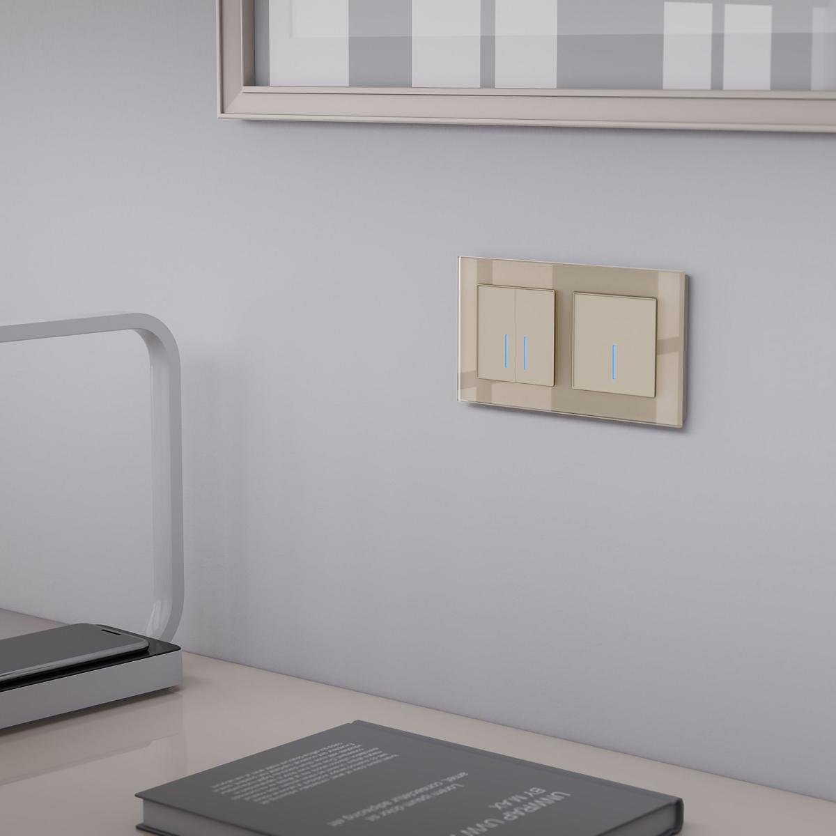 Сенсорный выключатель двухклавишный с функцией Wi-Fi Werkel шампань W4520611 4690389171307 в Санкт-Петербурге
