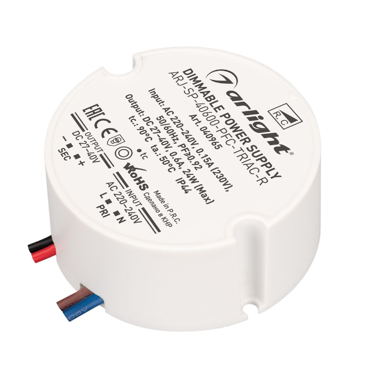 Блок питания Arlight ARJ-SP-40600-PFC-TRIAC-R (24W, 27-40V, 600mA) 040965 в Санкт-Петербурге
