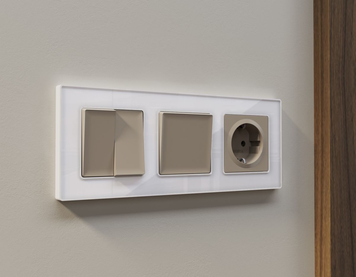 Комплект механизма 2-клавишного перекрестного выключателя 10A-250V Alfa Серо-бежевый матовый Quant Ambrella Volt MA363030 (AP3630, VM125) в #REGION_NAME_DECLINE_PP#