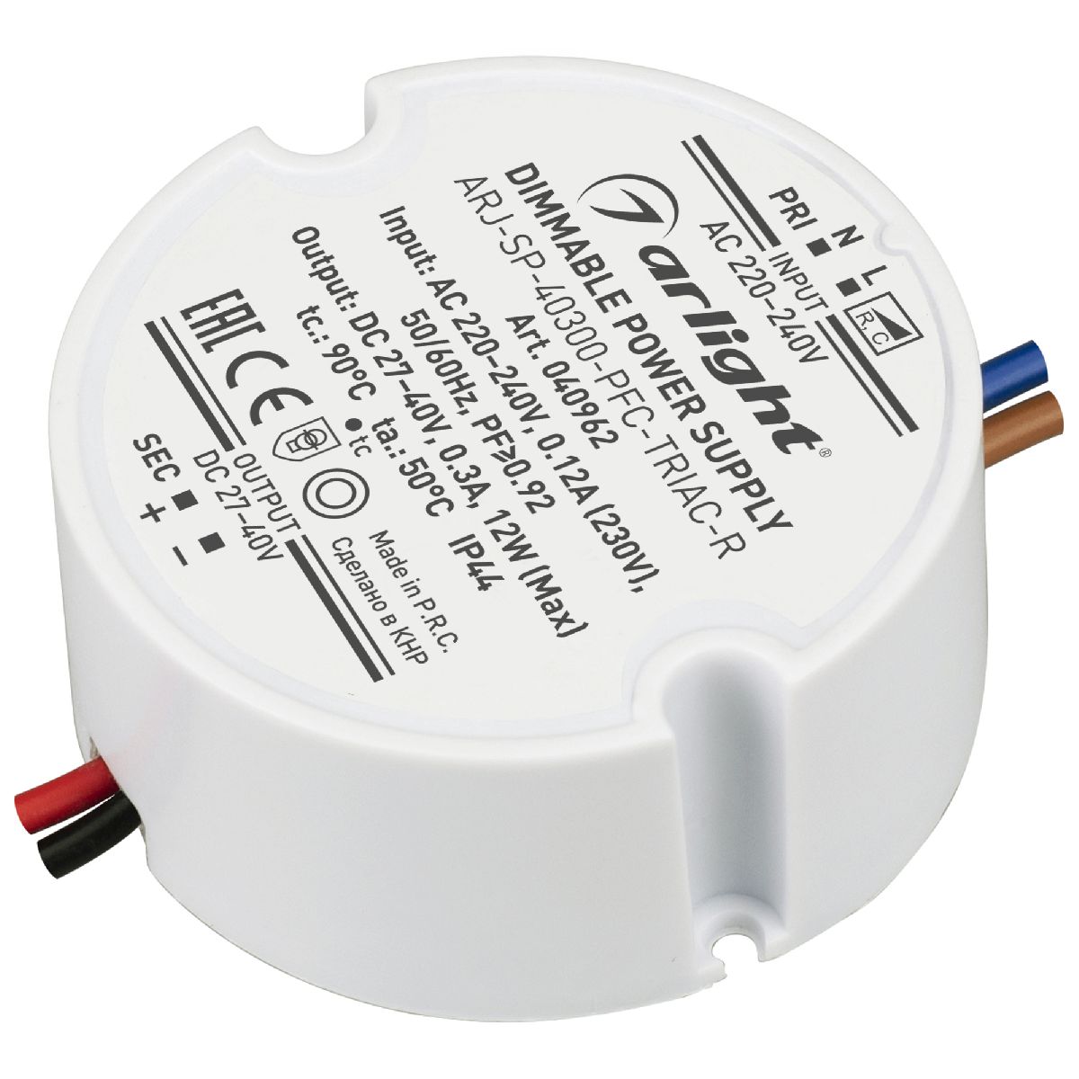 Блок питания Arlight ARJ-SP-40300-PFC-TRIAC-R (12W, 27-40V, 300mA) 040962 в Санкт-Петербурге