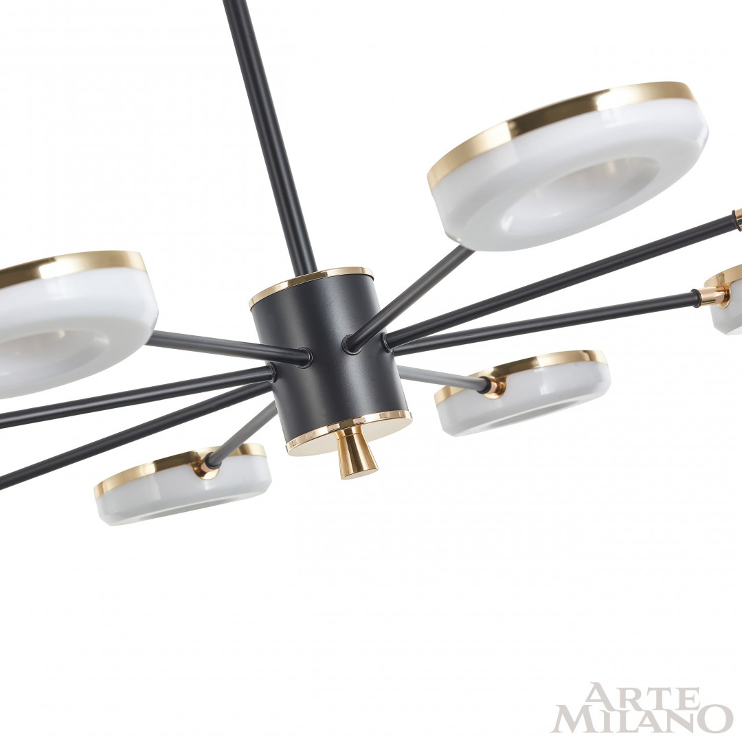 Люстра на штанге Arte Milano Ferrara 277499/8 BK/GD в #REGION_NAME_DECLINE_PP#