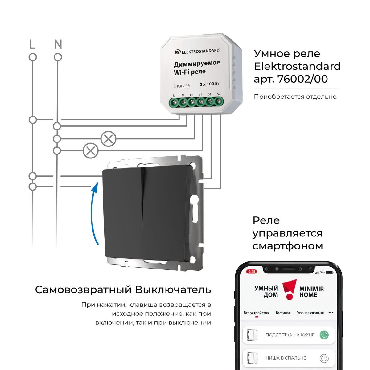 Выключатель двухклавишный с самовозвратом Werkel 4690389192340 W1122408 a062575 в Санкт-Петербурге