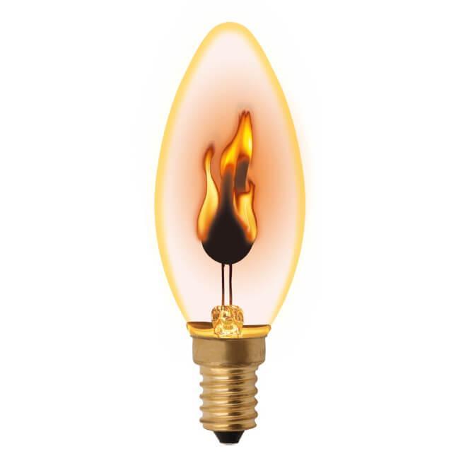 Лампа декоративная (UL-00002981) Uniel E14 3W золотистая IL-N-C35-3/RED-FLAME/E14/CL в Санкт-Петербурге