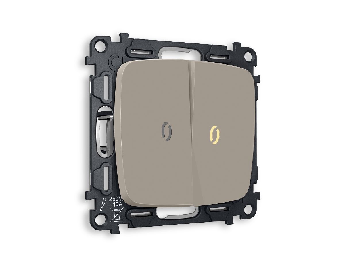 Комплект механизма 2-кл выключателя с подсветкой Ambrella Volt Omega MO364010 в Санкт-Петербурге