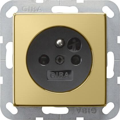 Розетка Gira System 55 Schuko с/з 16A 250V безвинтовой зажим латунь/черный 0188604 в Санкт-Петербурге