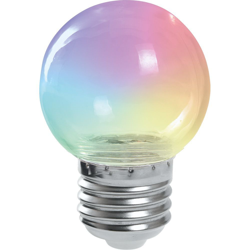 Лампа светодиодная Feron LB-37 шар прозрачный E27 1W RGB плавная смена цвета 38132 в Санкт-Петербурге