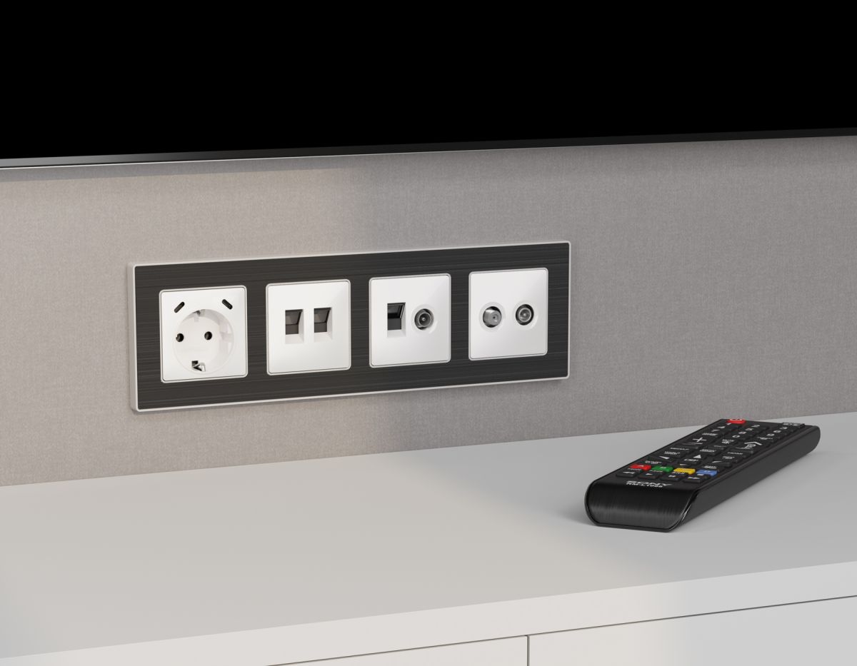 Комплект механизма розетки компьютерной + TV оконечной RJ-45 с автоматической защитной шторкой Alfa Белый матовый Quant Ambrella Volt MA132510 (AP1325, VM195) в Санкт-Петербурге