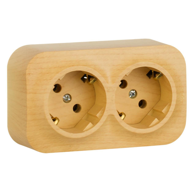 Розетка 2х2К+З Legrand Quteo 16A 250V с/з дерево 782273 в Санкт-Петербурге