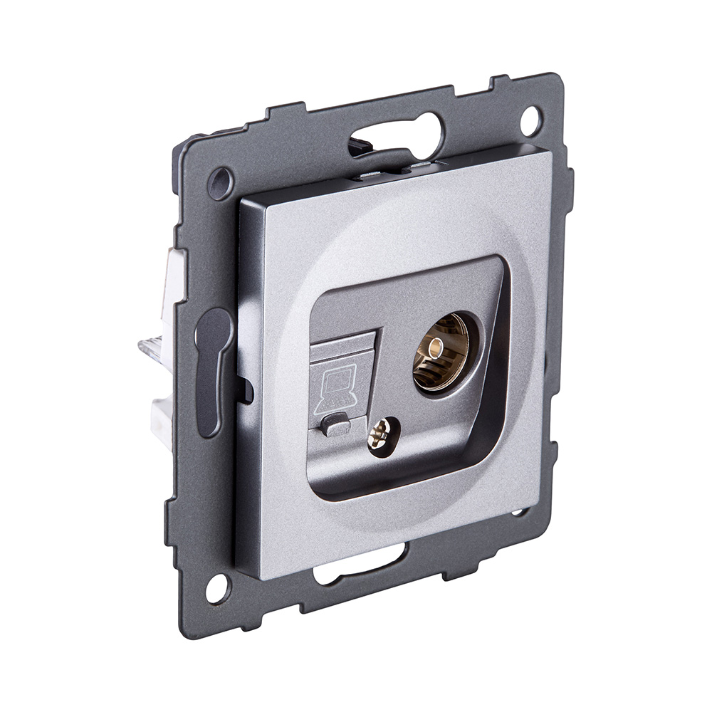 Розетка двойная TV (мама) + RJ45 Cat.6, серый Kollinger REA-012GY для Aspekt, Eleganz, Reflex в #REGION_NAME_DECLINE_PP#