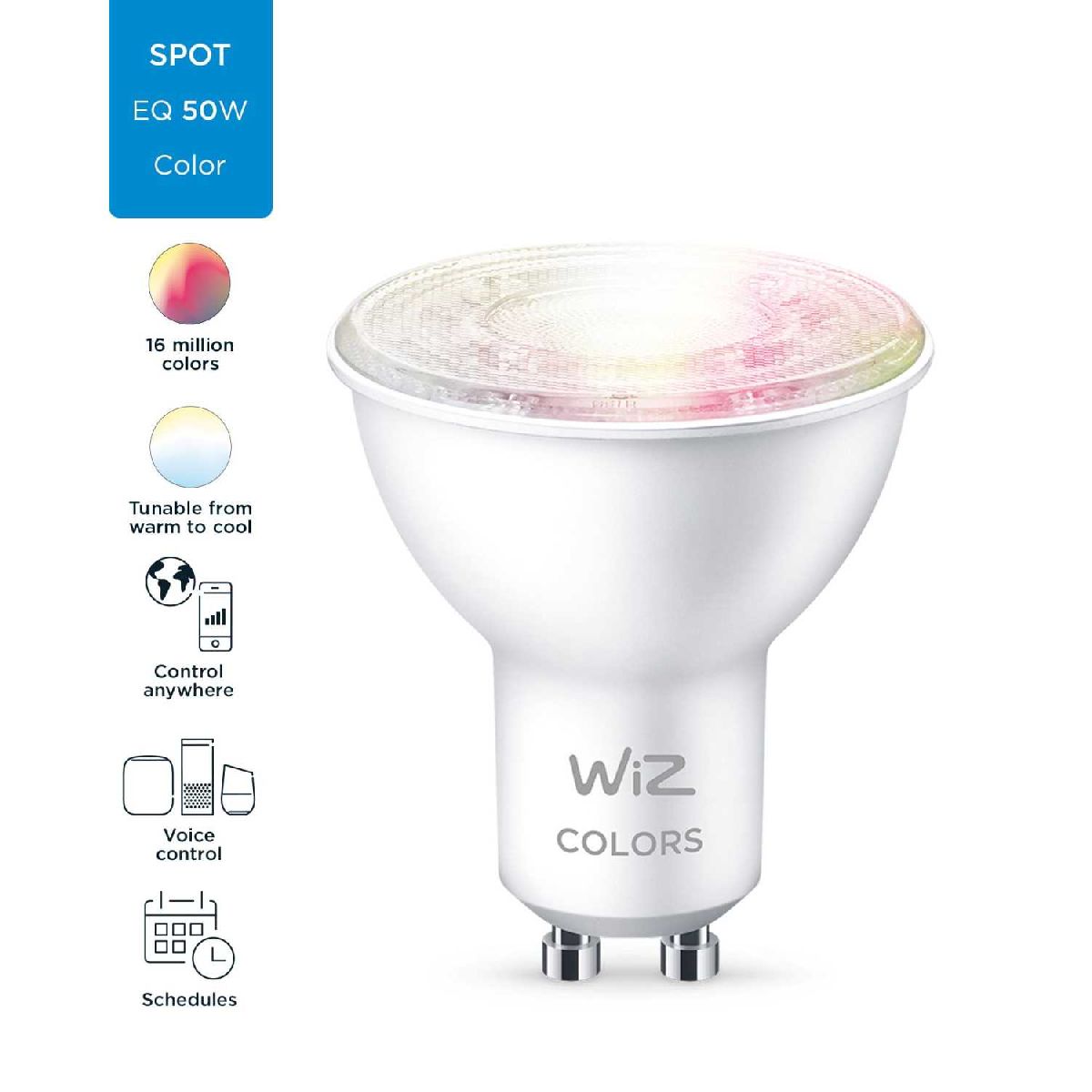 Умная светодиодная лампа Wiz Wi-Fi BLE50WGU10922-65RGB1PF/6 GU10 4,7W 2700K 929002448402 в Санкт-Петербурге