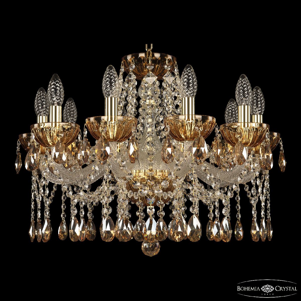 Подвесная люстра Bohemia Ivele Crystal 5413/10/200 G Amber/M-1H K721 в Санкт-Петербурге