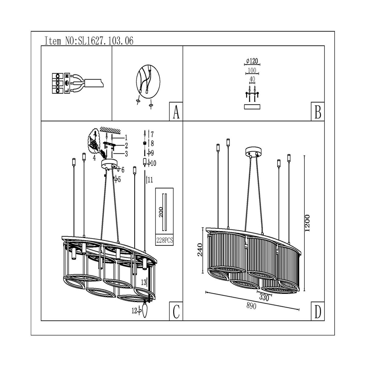 Подвесная люстра ST Luce Velletri SL1627.103.06 в Санкт-Петербурге