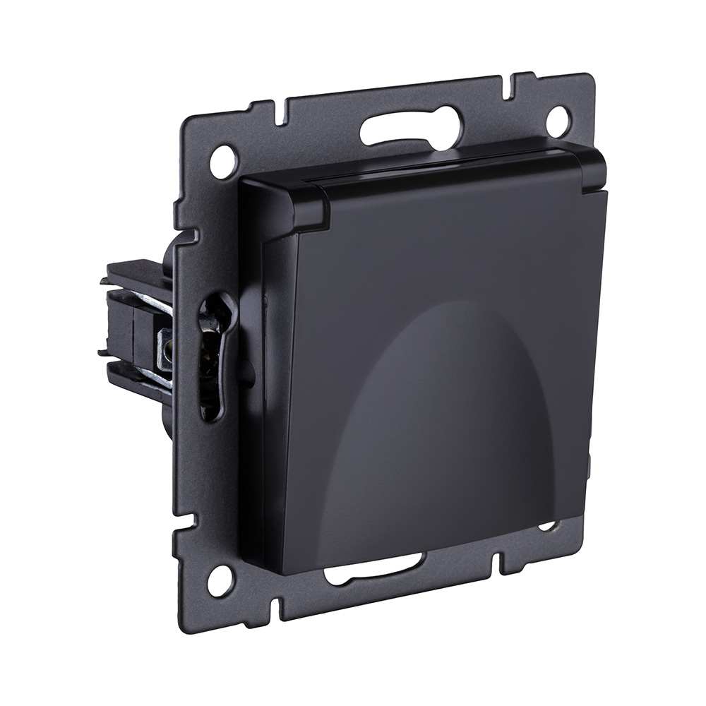 Розетка штепсельная SCHUKO 16A/250 В с крышкой, черный матовый Kollinger REA-006BM для Aspekt, Eleganz, Reflex в #REGION_NAME_DECLINE_PP#