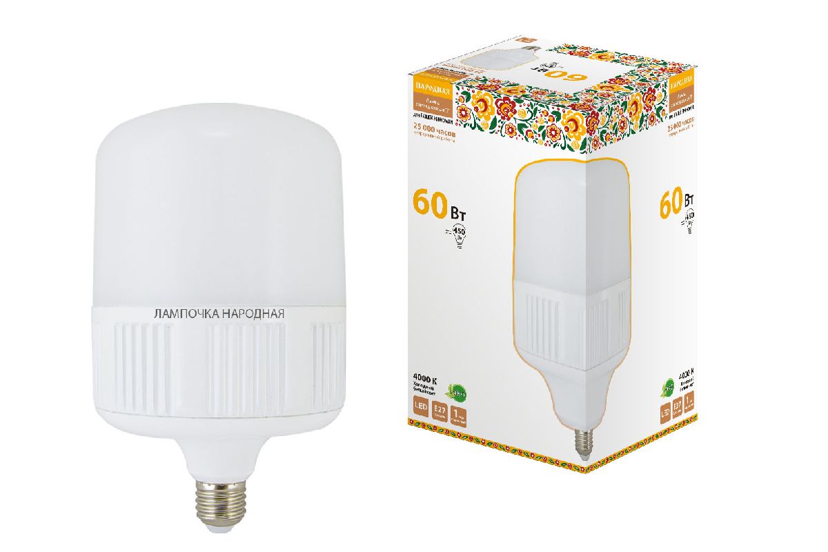 Лампа светодиодная TDM Electric Народная E27 60W 4000K матовая SQ0340-1583 в Санкт-Петербурге