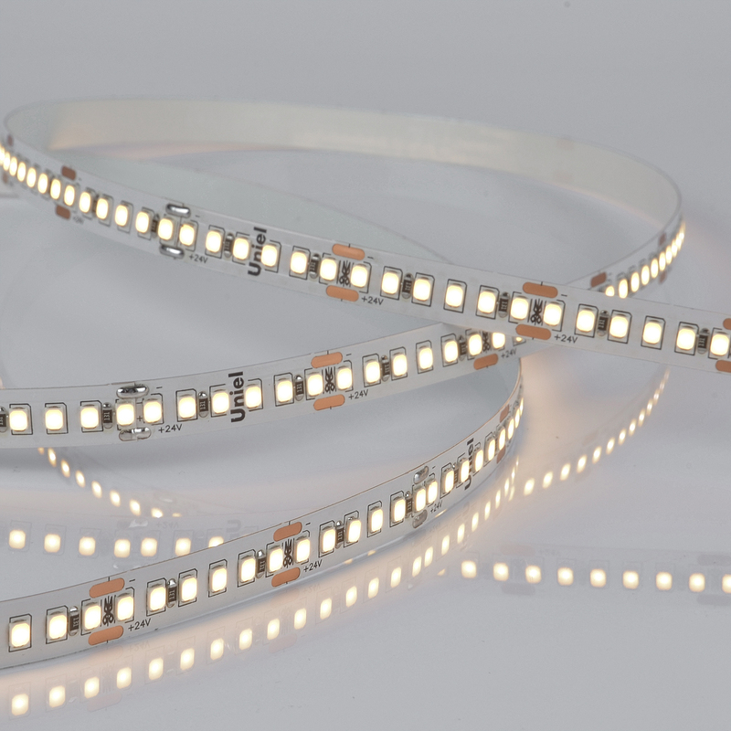 Светодиодная лента Uniel ULS-2835-180LED/m-10mm-IP20-DC24V-17W/m-5M-3000K катушка в герметичной упаковке в Санкт-Петербурге