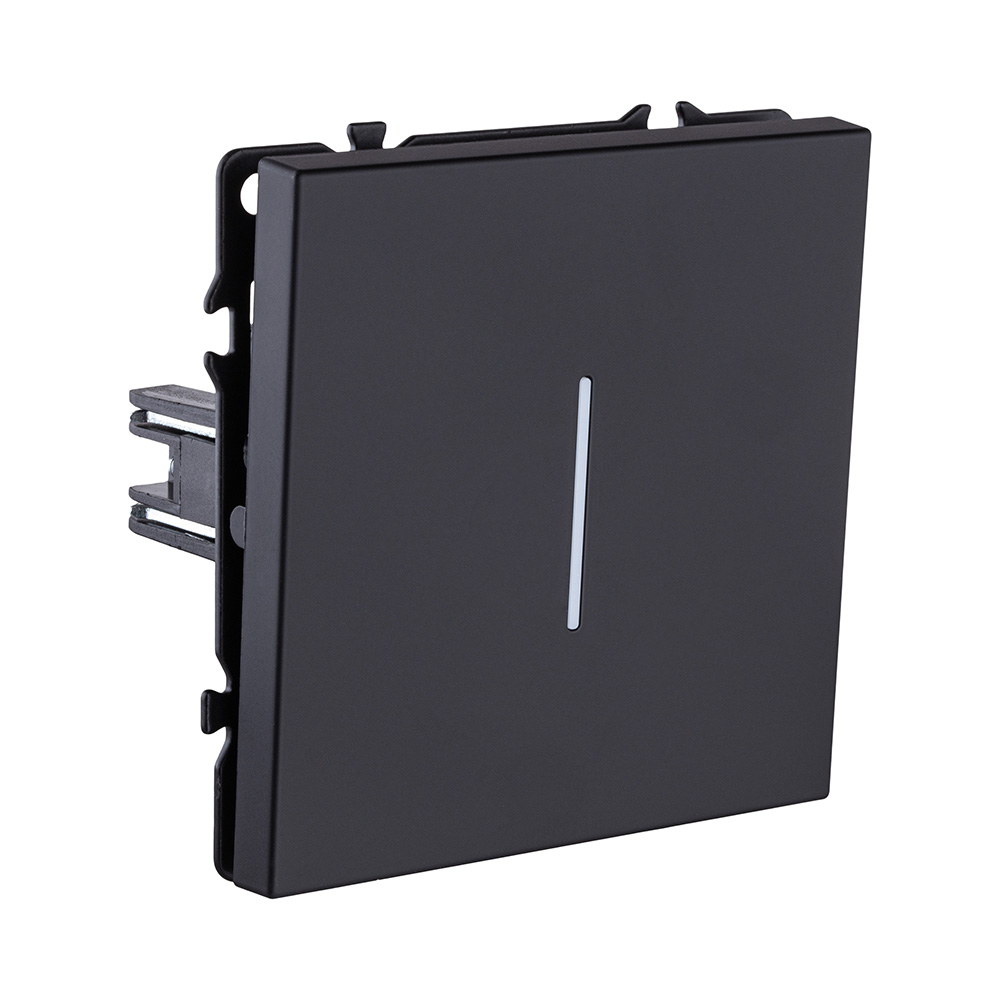 Выключатель 1-клавишный 10А/250В с LED подсветкой, черный матовый Kollinger Eclipse EC-007BK в #REGION_NAME_DECLINE_PP#