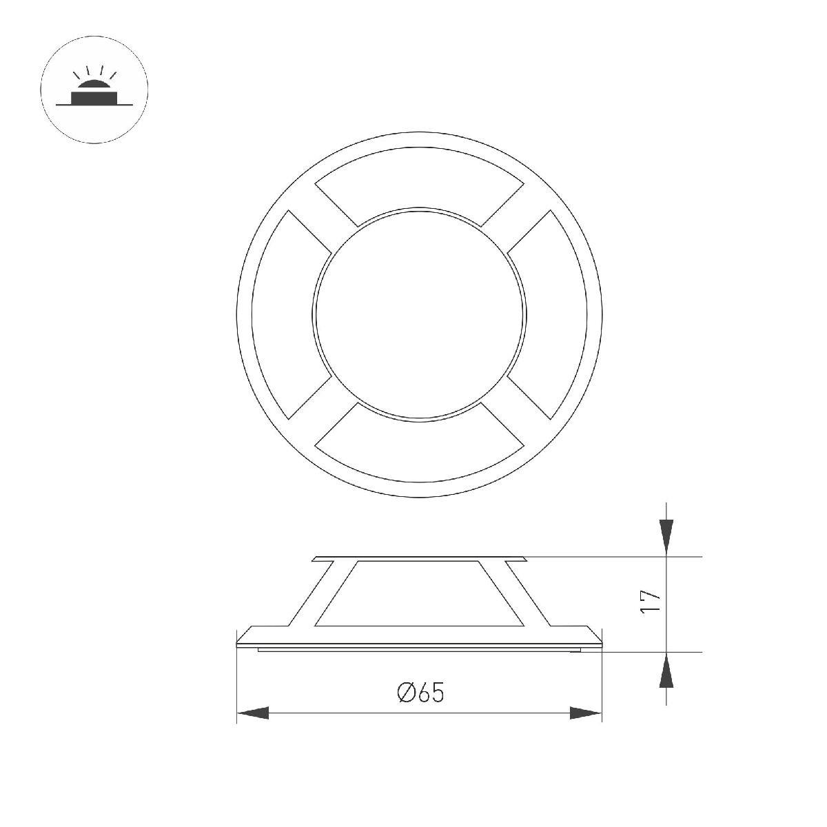 Накладка Arlight ART-DECK-CAP-LID4-R65 (SL, STEEL) 045353 в #REGION_NAME_DECLINE_PP#