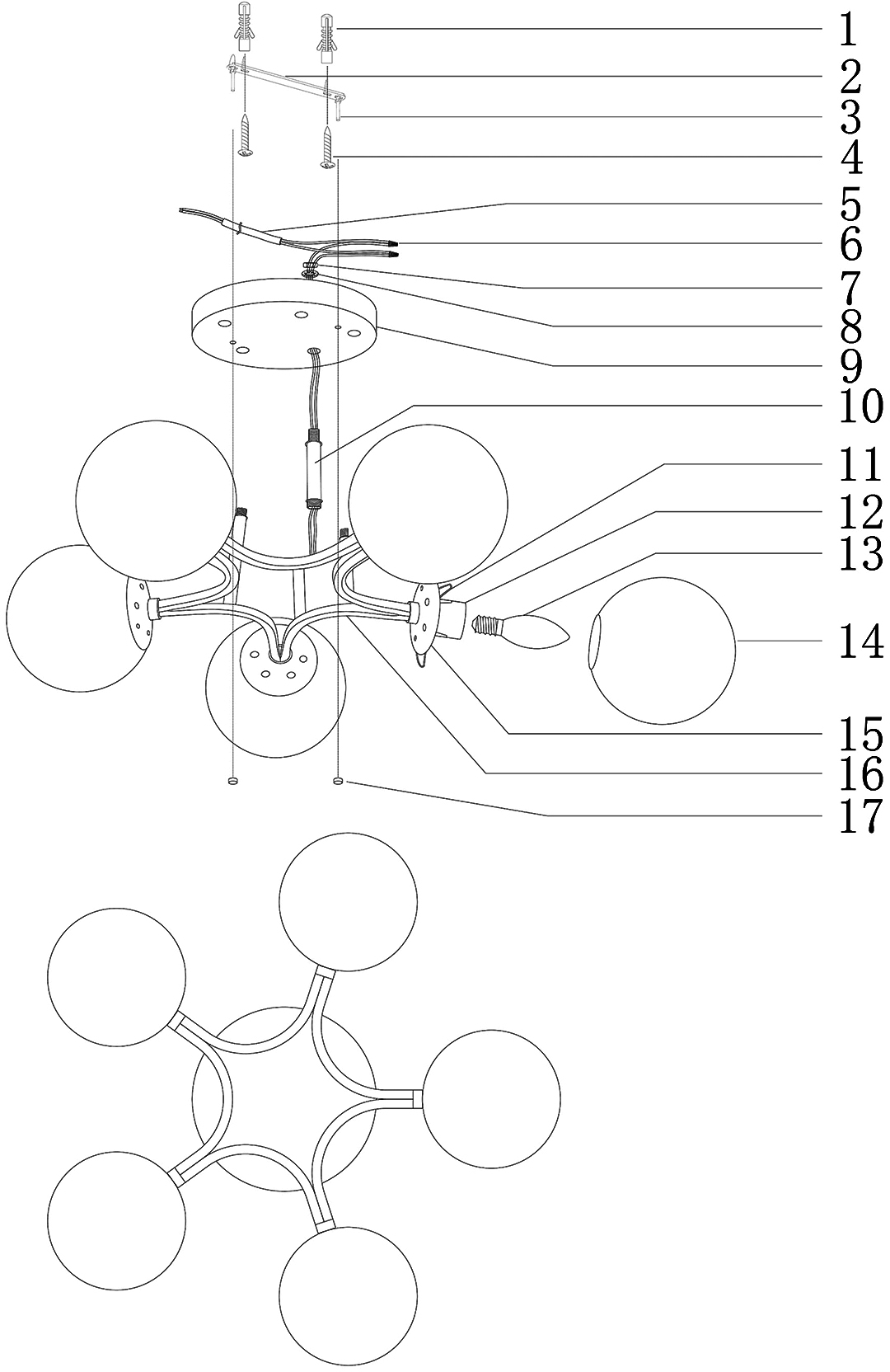 Потолочная люстра Moderli Circle V1152-5C в Санкт-Петербурге