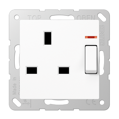 Розетка британского стандарта с выключателем Jung A3171KOWW в Санкт-Петербурге