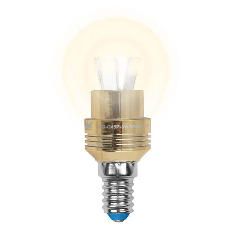 Лампа светодиодная (10061) Uniel E14 5W 3000K прозрачная LED-G45P-5W/WW/E14/CL ALC02GD в Санкт-Петербурге