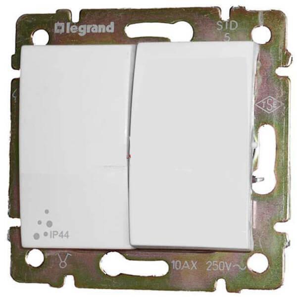 Переключатель двухклавишный Legrand Valena 10A 250V IP44 белый 770098 в Санкт-Петербурге