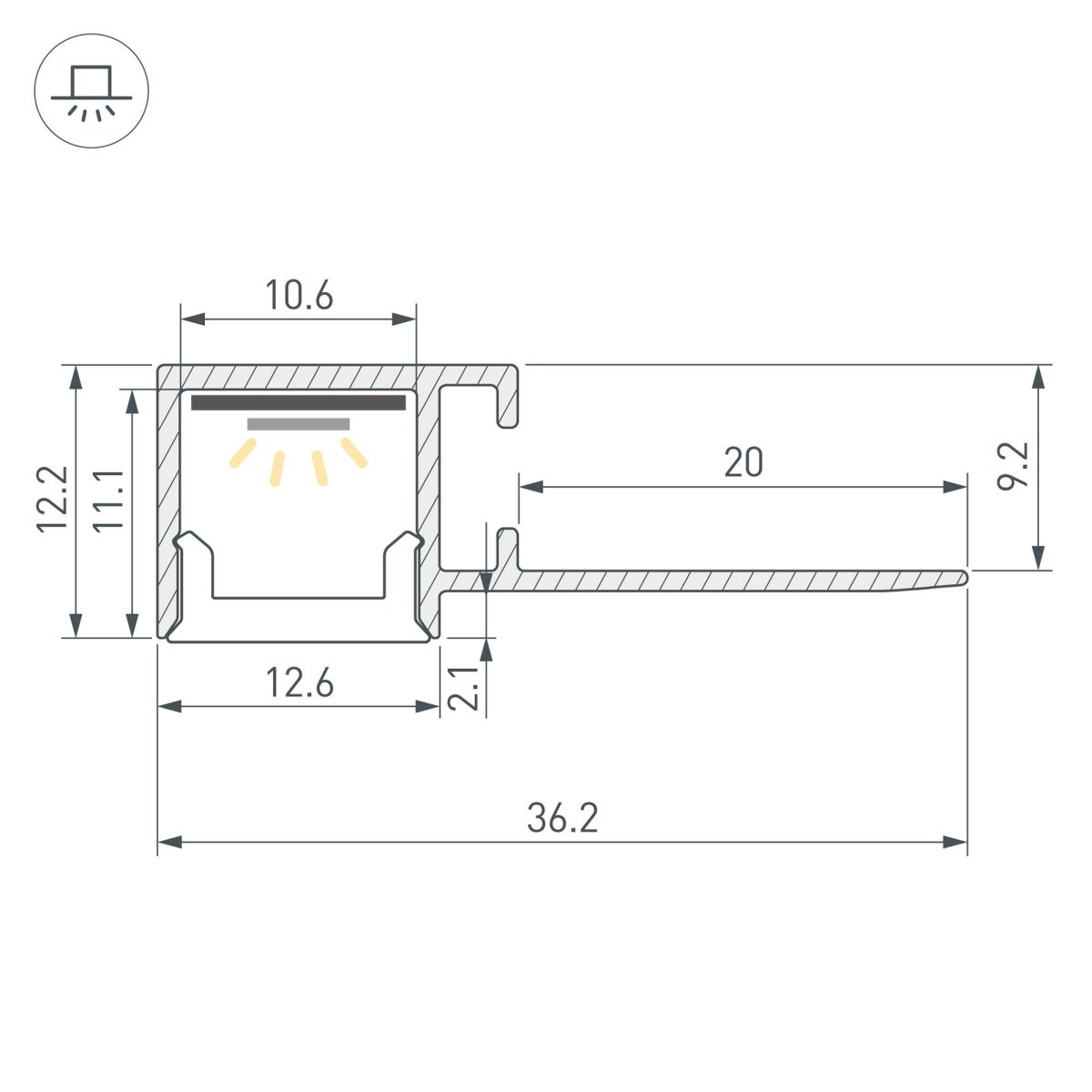 Профиль Arlight FANTOM-BENT-W12-SIDE-EDGE-2000 ANOD (Алюминий) 057315 в Санкт-Петербурге