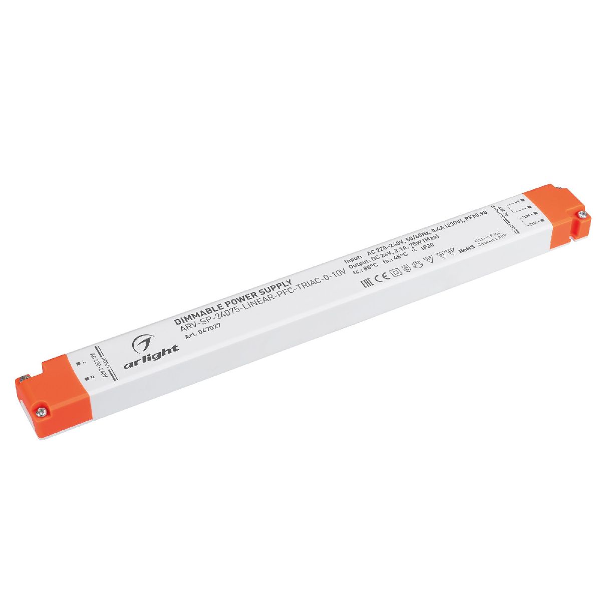 Блок питания Arlight ARV-SP-24075-LINEAR-PFC-TRIAC-0-10V (24V, 3.1A, 75W) 047027 в Санкт-Петербурге