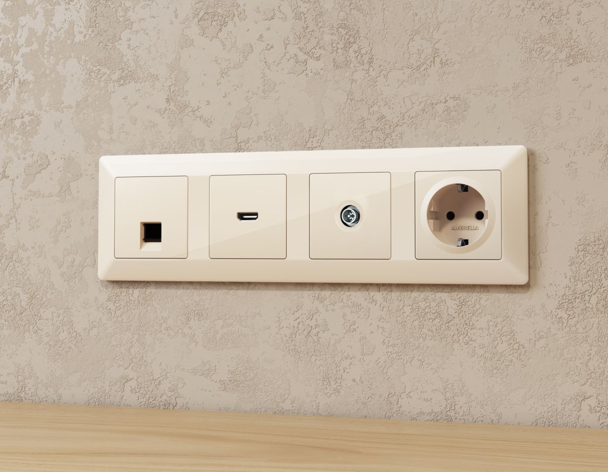 Комплект механизма TV розетки оконечной экранированной 5-1000MHz 3dB Alfa Бежевый глянец Quant Ambrella Volt MA313005 (AP3130, VM199) в #REGION_NAME_DECLINE_PP#