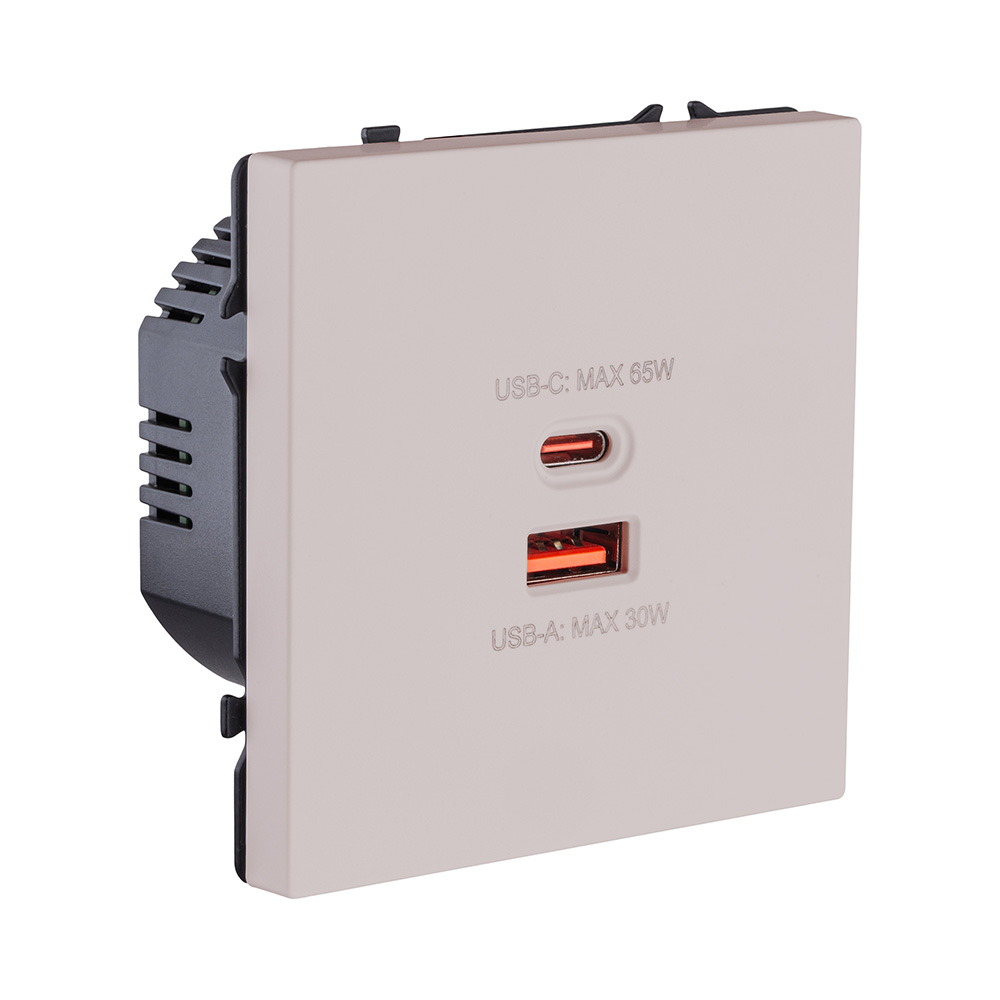 Розетка USB A+C 65W, кашемир матовый Kollinger Eclipse EC-024CM в #REGION_NAME_DECLINE_PP#