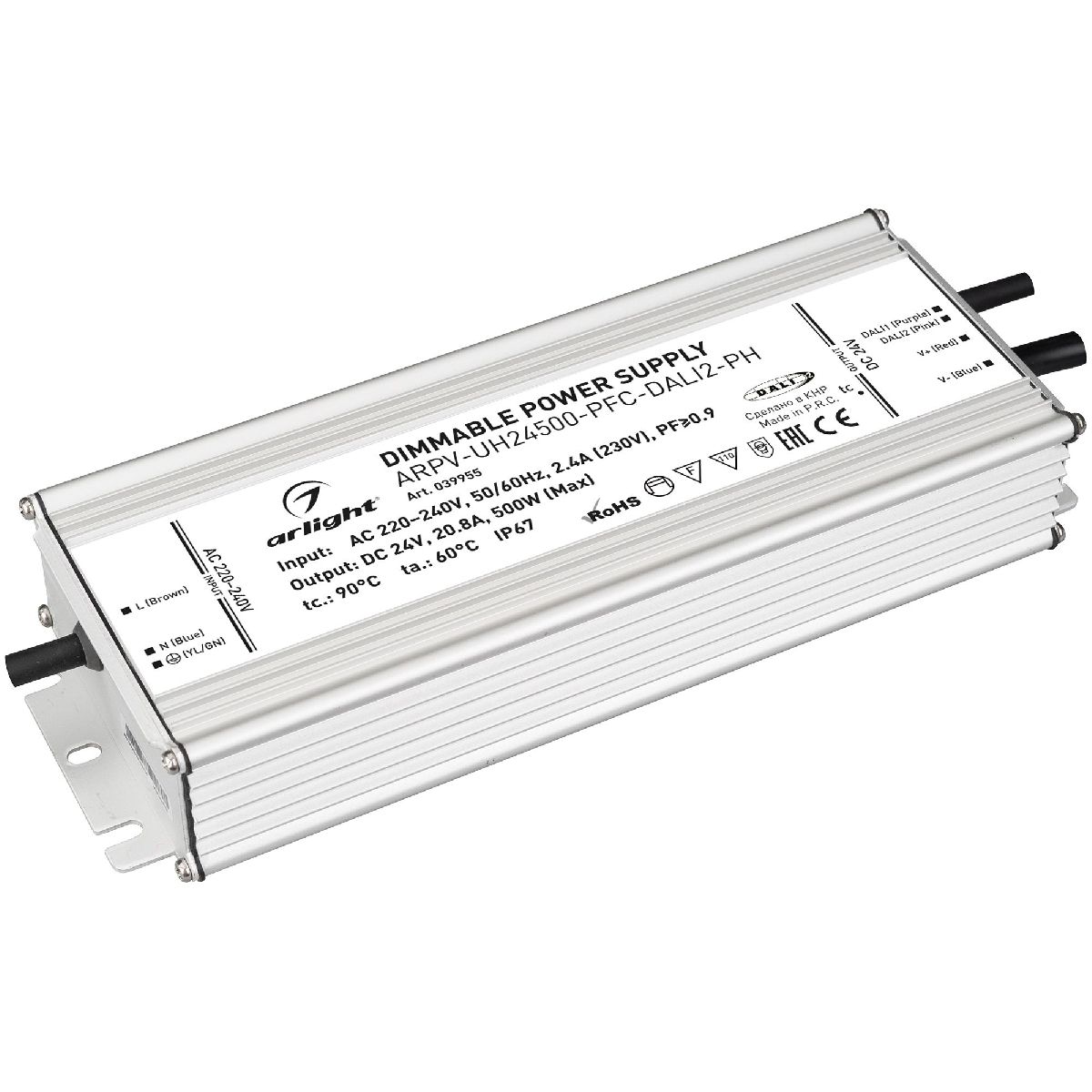 Блок питания Arlight ARPV-UH24500-PFC-DALI2-PH (24V, 20.8A, 500W, IP67) 039955 в Санкт-Петербурге