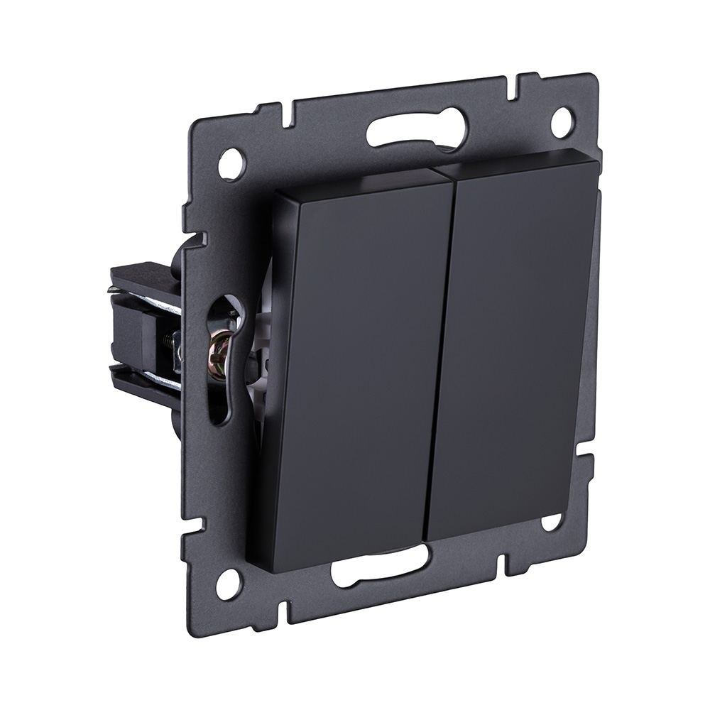 Выключатель 2-клавишный проходной 10А/250В, черный матовый Kollinger REA-S-009BM для Aspekt, Eleganz, Reflex в Санкт-Петербурге