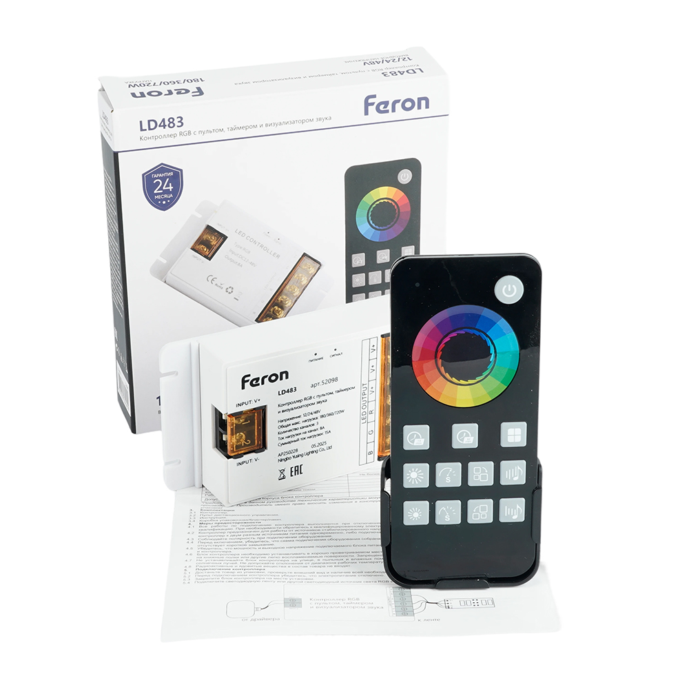Контроллер RGB с пультом, таймером и визуализатором звука Feron LD483 12-24-48V 52098 в #REGION_NAME_DECLINE_PP#