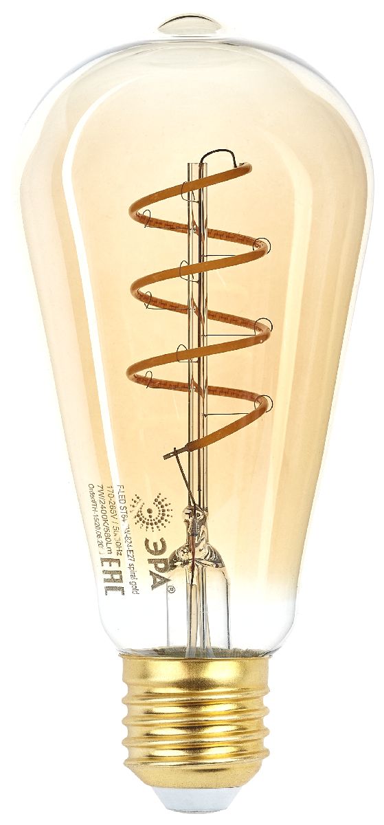 Лампа светодиодная Эра E27 7W 2400K F-LED ST64-7W-824-E27 spiral gold Б0047665 в Санкт-Петербурге