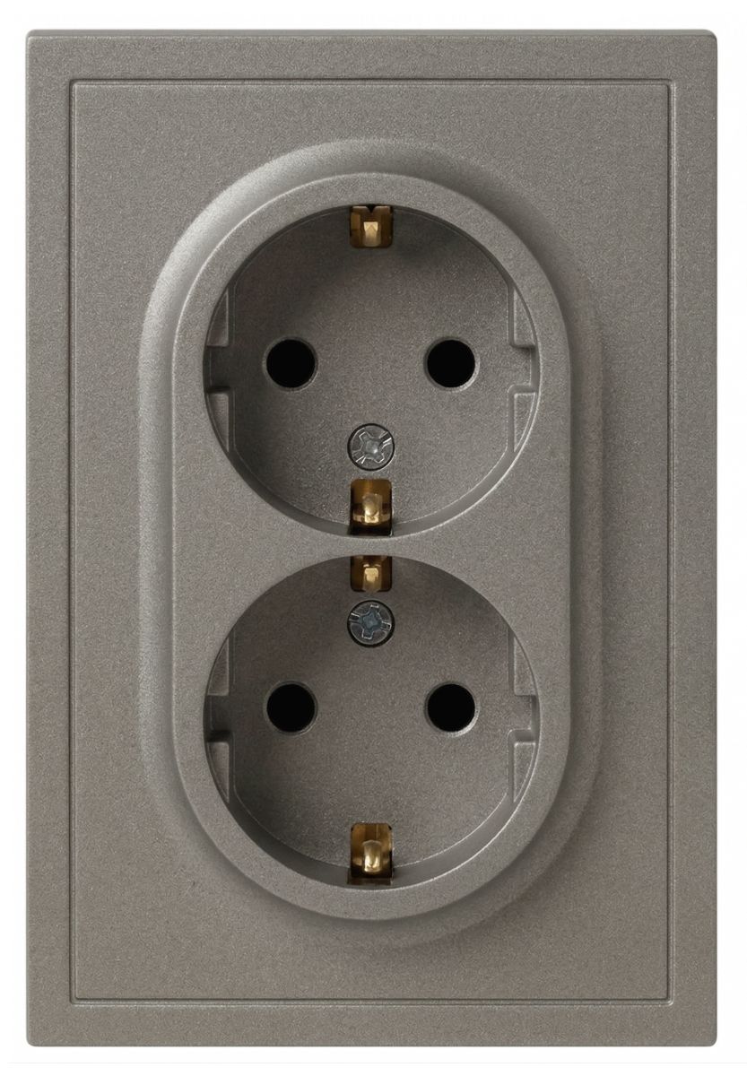 Розетка Эра Galaxy 15-2104-07 с заземлением двойная 2X2P+E Schuko 16А-250В IP20 титан Б0070689 в Санкт-Петербурге