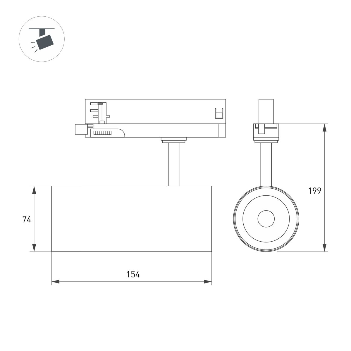 Трековый трехфазный светильник Arlight LGD-GERA-TRUECOLOR-4TR-R74-20W Warm3000 CRI98 (Белый, 15 deg, 230V) (IP20 Металл) 059907 в Санкт-Петербурге