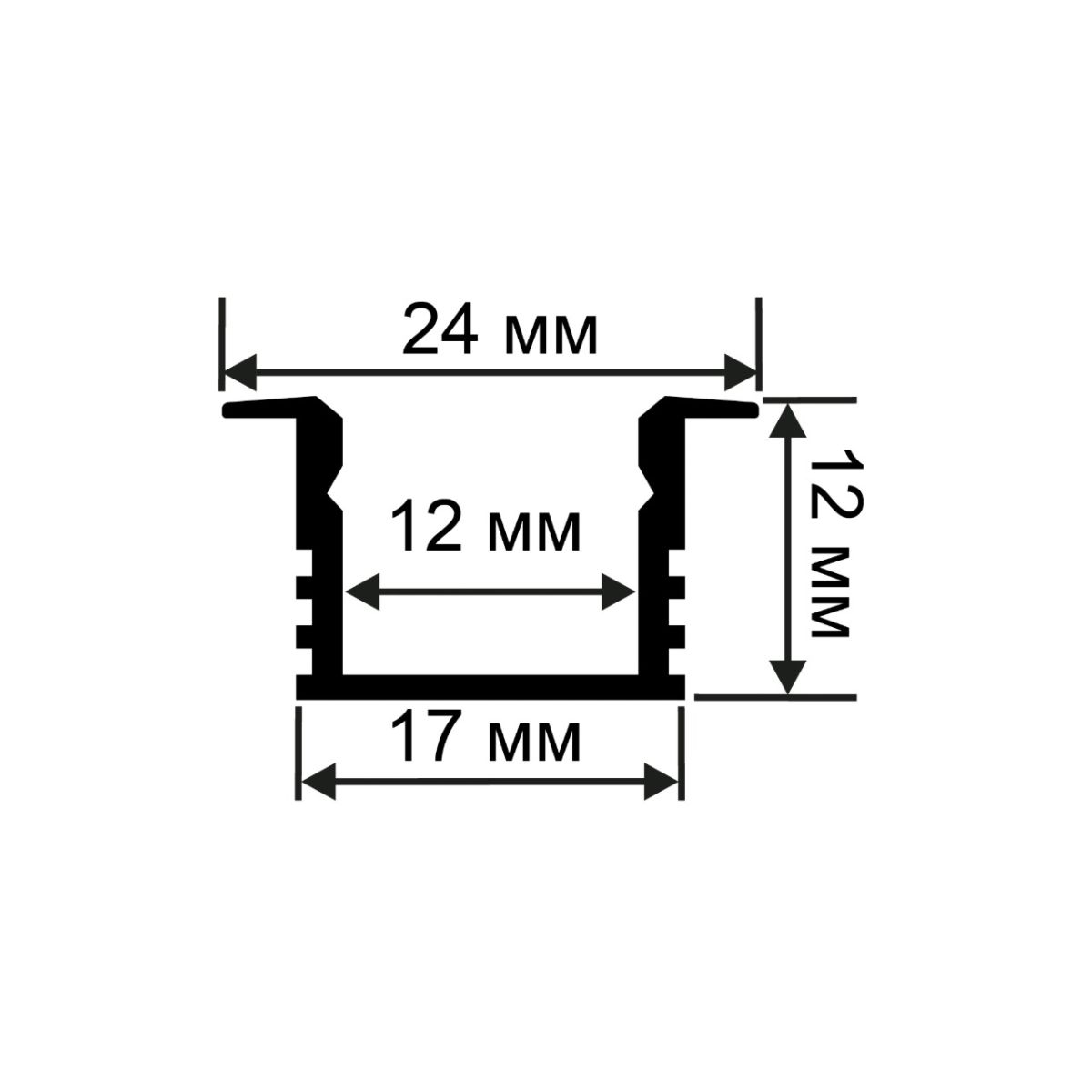 Профиль встраиваемый шир. ленты до 12мм (рассеиватель матовый, заглушки - 2шт.) OGM GM-08-12 в Санкт-Петербурге