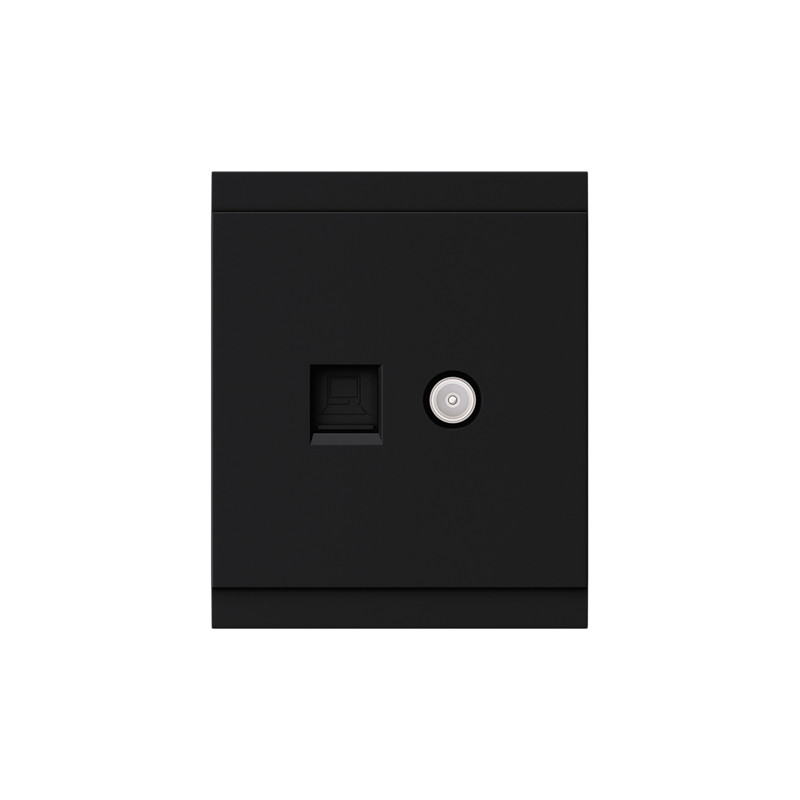 Розетка SETE компьютерная RJ45 кат6 + TV с/у антрацит IP20/IP44 KRANZ KR-79-0721-4 в Санкт-Петербурге