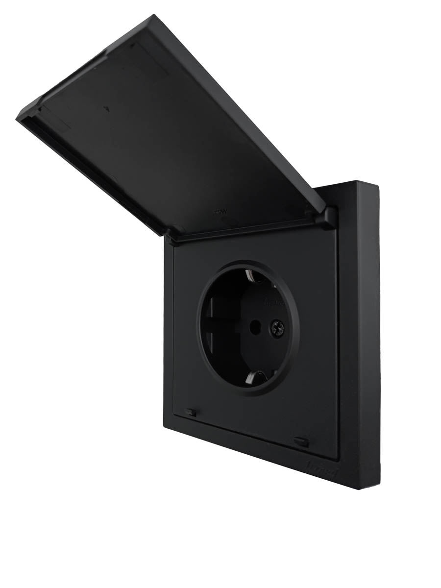 Розетка с/з с крышкой ПБТ черный бархат безвинтовой зажим/клемма Lezard Zima 704-4288-123BQC в Санкт-Петербурге