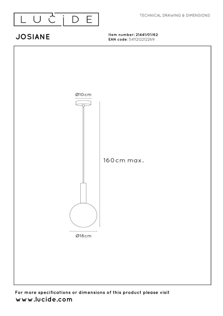 Подвесной светильник Lucide Josiane 21441/01/62 в Санкт-Петербурге