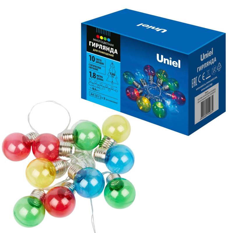 Гирлянда Uniel ULD-S1800-010/STB/3AA MULTI IP20 BULBS в Санкт-Петербурге