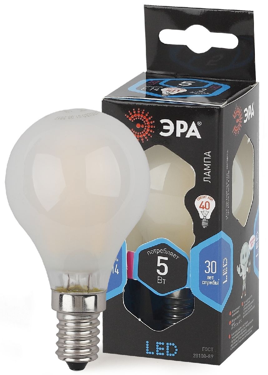 Лампа светодиодная Эра E14 5W 4000K F-LED P45-5W-840-E14 frost Б0027930 в #REGION_NAME_DECLINE_PP#
