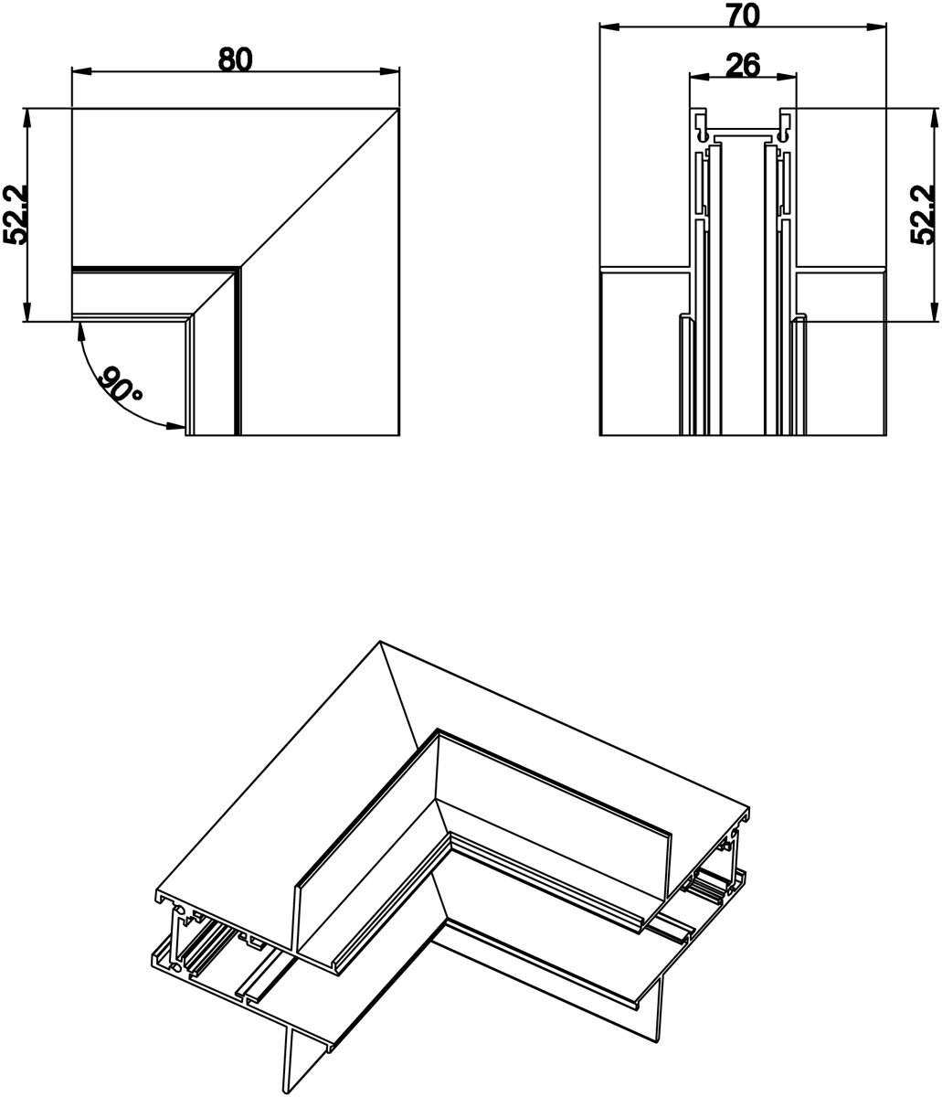 Внутренний угол-соединитель для встраиваемого шинопровода Donolux Space-track System Inner corner InB M в Санкт-Петербурге